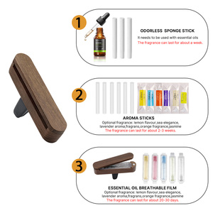 <strong>Car</strong> Air Freshener Magnetic Wooden Vent Clip with 3 <strong>Refill</strong> Pads 30-Day Long Lasting Natural Sapele Wood Premium Scents <strong>Diffuser</strong> - Product Image 5
