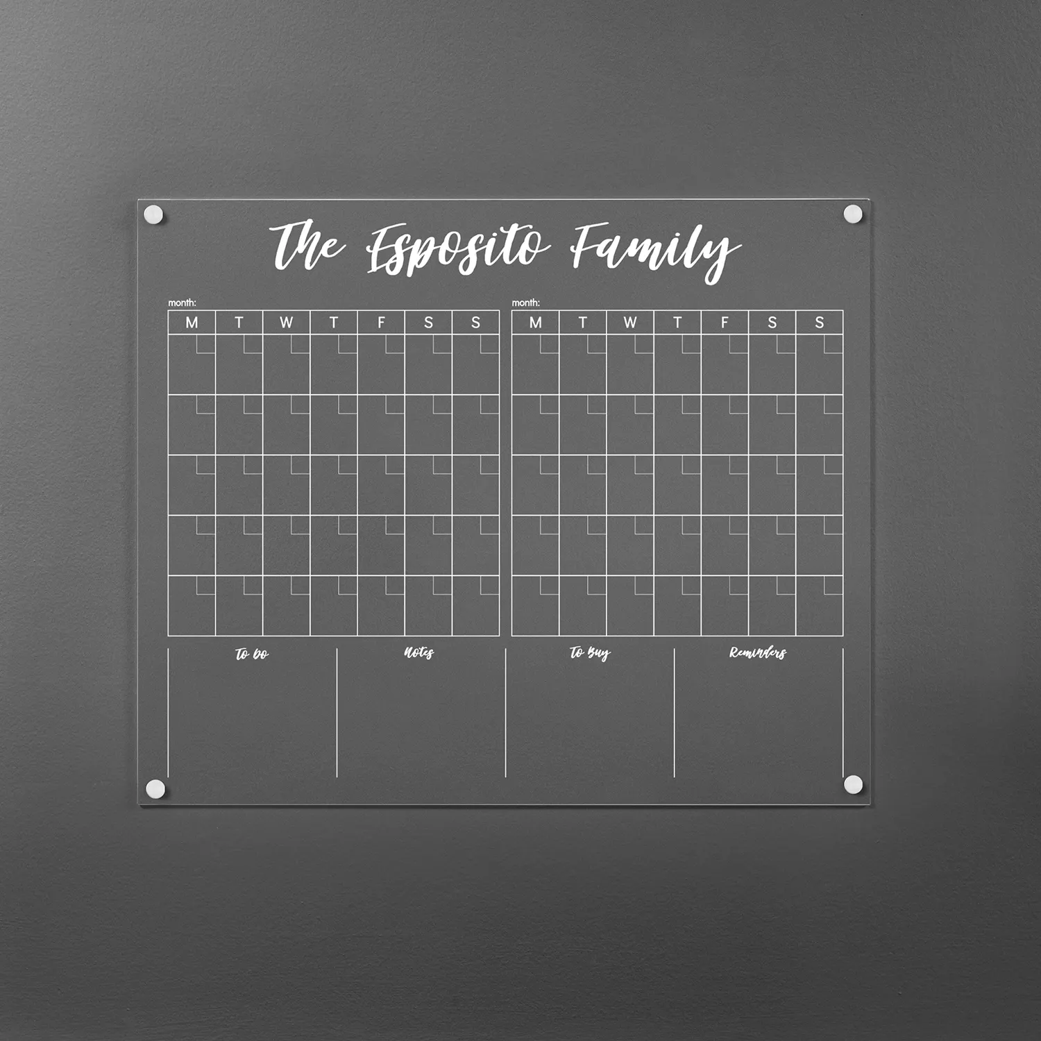 Üretim özel kuru silme kurulu akrilik takvim buzdolabı aylık haftalık planlayıcısı beyaz tahta