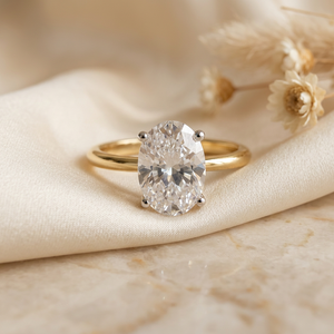 Vintage Oval Cut Natural Moissanite Solitaire Engagement Wedding <b>Ring</b> Luxury Premium IGI Certified <b>24K</b> <b>Gold</b> Plated Silver - Product Image 2