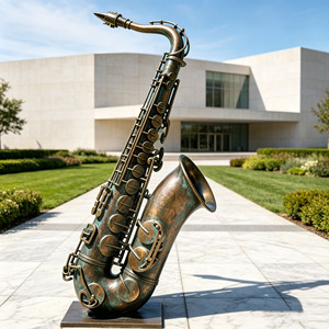 Sculpture en bronze coulé sur mesure, style art moderne, décoration de place publique, statue géante d'instrument de musique <span class=keywords><strong>saxophone</strong></span> - Product Image 3
