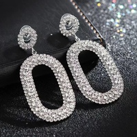 Fashion big statement long américain strass fausses boucles d'oreilles en diamant grossiste pour femmes