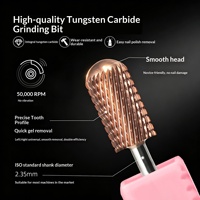 Embouts de ponceuse à ongles en carbure de tungstène or rose 5 en 1 pour le retrait du gel, tige universelle de 2,35 mm compatible avec les outils de manucure électroniques