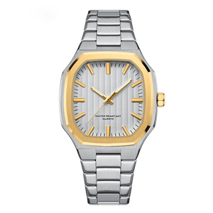 도매 사용자 정의 로고 남성 직사각형 시계 스테인레스 스틸 비즈니스 방수 포인터 석영 시계 - Product Image 5