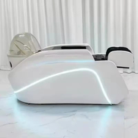 Fonction de massage complète Circulation de l'eau Style thaïlandais Chaise de lavage des cheveux en fibre de verre Tête Spa Shampooing Lit avec lumière LED