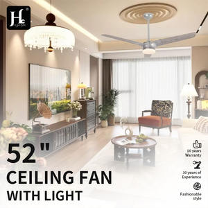 Ventilateur de plafond moderne et simple de 52 pouces à 3 pales avec lumière LED pour la maison, le bureau, corps en bois et en fer, moteur CC - Product Image 3