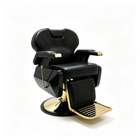 Fauteuil de Barbier Hydraulique Luxe Doré Pivotant à 360° Inclinable Design Mid-Century Robuste pour Salon et Usage Scolaire