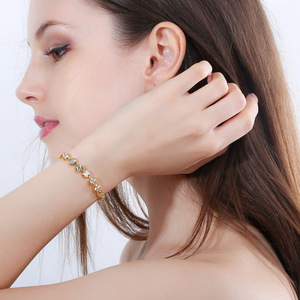 Affascinante Bracciale Placcato Oro Giallo con Zirconi CZ Taglio Rotondo, Bracciale Tennis a Catena per Donna, Gioielli Moda <span class=keywords><strong>2026</strong></span> per Ogni Giorno - Product Image 3