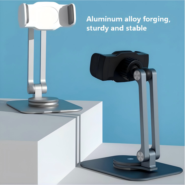Multi Functional Aluminum Alloy Phone Holder Customizable Folding Flexible Rotation Adjustable Height Adhesive Pad Mounting
