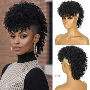 <span class=keywords><strong>Rambut</strong></span> Palsu Model <span class=keywords><strong>Mohawk</strong></span> Eropa Amerika Keriting Clip-in Satu Bagian Sanggul Poni Kuncir Kepang Kecil Keriting Kepang Tinggi Tahan Panas - Product Image 4