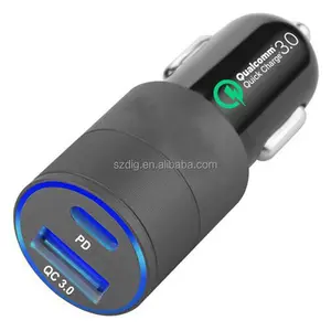 通用双USB车载充电器36w快速充电USB QC 3.0 PD3.0手机车载充电器适配器