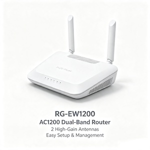 เราเตอร์ <span class=keywords><strong>Ruijie</strong></span> <span class=keywords><strong>RG</strong></span>-<span class=keywords><strong>EW1200</strong></span> AC1200 Dual Band WiFi 5 พร้อมเสาอากาศ 4 ต้น รองรับ WISP Repeater Mesh รองรับ RJ45 Fast Ethernet สำหรับใช้งานในบ้าน - Product Image 1