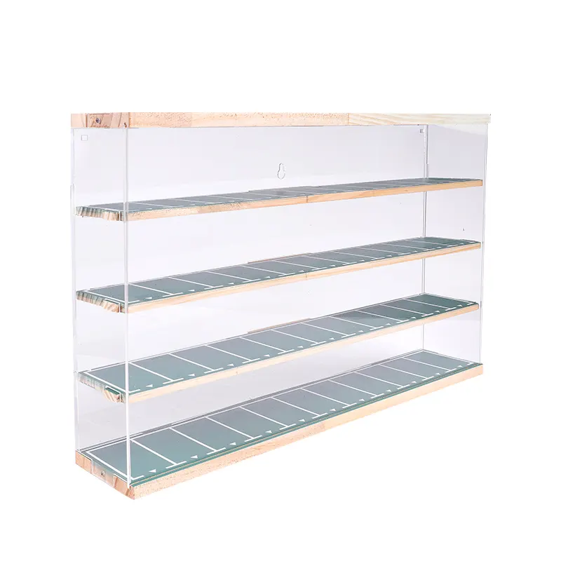 1: 64 alloy car model toy storage dust proof display cabinet wall hanging solid wood acrylic parking scene