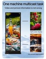Papan pintar layar penuh 64/69 inci, papan pintar pemutar Media Video dalam ruangan Tv tampilan iklan LCD 4K dengan dudukan lantai untuk papan tanda Digital