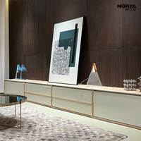 Meuble TV NORYA en Noyer Massif Style Rétro Moderne, Console Multimédia Écologique pour Salon, Chambre et Salle à Manger