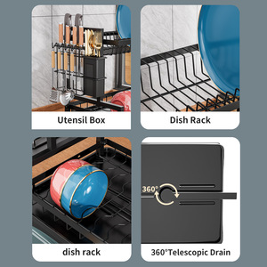 Bx 2-Tier kim loại món ăn khô giá và món ăn <span class=keywords><strong>drainer</strong></span> giá hiện đại đứng loại phụ kiện nhà bếp cho bồn rửa đôi tầng - Product Image 5