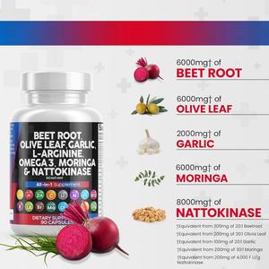 Besica Nieuwe Aankomst Bietenwortelcapsule 6000Mg Olijfblad 6000Mg <span class=keywords><strong>Nattokinase</strong></span> Rode Gist Rijst Omega 3 Bietencapsules Supplement - Product Image 4