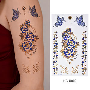 Pegatinas <span class=keywords><strong>de</strong></span> tatuaje temporal metálicas personalizadas al por mayor diseño <span class=keywords><strong>de</strong></span> joyería pegatinas corporales <span class=keywords><strong>de</strong></span> lámina no tóxica impermeables para mujer arte <span class=keywords><strong>de</strong></span> moda - Product Image 6