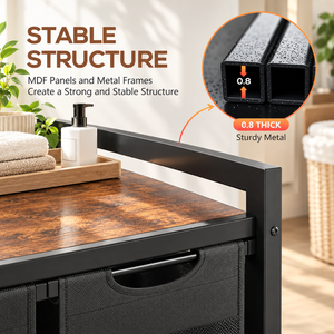 Cesto de Ropa Moderno de Bambú con Estante y 3 Bolsas de Forro Extraíbles para Dormitorio y Baño - Product Image 5