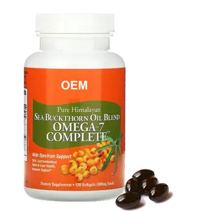Oem hữu cơ dầu hắc mai biển viên nang hắc mai biển Vegan Softgel Omega 7 axit béo cho hệ thống miễn dịch sức khỏe mắt
