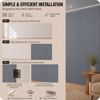 Panneau mural rainuré en WPC gris MORLENX, profil creux de 210 mm, revêtement intérieur pour la conception d'hôtels et de villas modernes