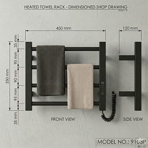 <span class=keywords><strong>Mini</strong></span> chauffe-serviettes électrique noir avec rail, support en acier, accessoire de salle de bain pour usage domestique, porte-serviettes chauffant pour serviettes humides - Product Image 6