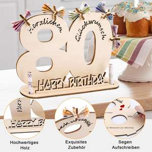 Decoración de Madera para Cumpleaños Número 18, Ecológica, con Elegante Grabado, Regalo con Felicitaciones para Fiesta Alemana - Product Image 3