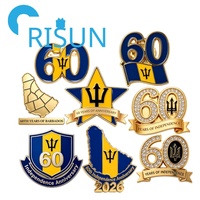 Broche commémorative en émail du 60e anniversaire de la Barbade, personnalisée, avec drapeau des pays des Caraïbes et jubilé de diamant, vente en gros