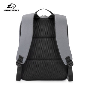 Kingsons <b>Backpack</b> 15 Inches Lightweight Water Repellent Student School Bag Unisex Solid Color Gray Blue <b>Black</b> - Product Image 3