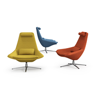 Fauteuil de salon pivotant moderne à dossier haut Grands Furniture, rembourré en tissu, ergonomique, pour la maison, le bureau, la salle de sport, le hall d'accueil