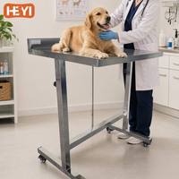Carrito Auxiliar Veterinario de Acero Inoxidable 304 con Altura Ajustable y Manivela para Clínica Veterinaria y Hospital de Animales