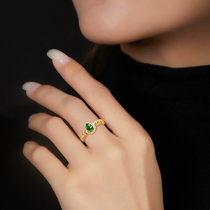 S925 <b>silver</b> <b>ring</b> <b>set</b> with natural A-grade jadeite emerald green conch ice-grade jade, a fashionable and simple <b>ring</b> for women. - Product Image 4