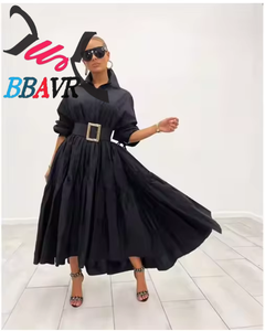 Fall 2025 Women Clothes Casual Solid Color Long Sleeve Loose Women Dress Shirt Dresses <b>Plus</b> <b>Size</b> Women's Dresses - Product Image 5