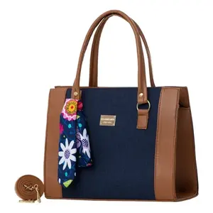 Bolso Tote de Lona Azul Marino para Mujer, Marca Fana Henri, con Cierre Abierto, Forro de Poliéster, para Uso Diario, Estilo Bohemio de Primavera - Product Image 4