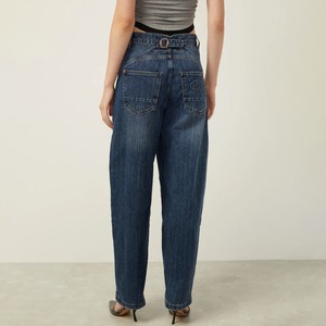 <span class=keywords><strong>Jeans</strong></span> <span class=keywords><strong>Cargo</strong></span> Blu Scuro alla Moda per Donne, Vita Alta, Vestibilità Ampia, Pantaloni Utility con Grandi Tasche, Stile Y2K Streetwear in Denim - Product Image 2