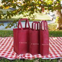 Sac cadeau pour vin en non-tissé avec logo personnalisé, sac de transport pliable pour bouteille, poignée à fermeture éclair, recyclable pour l'emballage de vente au détail