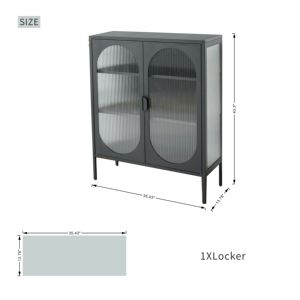 Gabinete de almacenamiento de vidrio acanalado de Metal antiguo DB Chic, puertas arqueadas extensibles, muebles para el hogar con espejo para el hogar, Bar, ahorro de espacio - Product Image 6