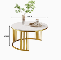 Ensemble de tables basses rondes modernes de luxe avec structure en métal et plateau en pierre frittée pour salon et hôtel