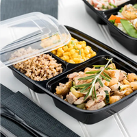 Boîtes de préparation de repas jetables à 3 compartiments avec couvercles