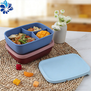 Chinese Style Three Compartment Lunch <b>Box</b> 1-3L Portable With <b>Plastic</b> Lid For Office Workers - Product Image 4