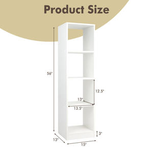 Étagère à 5 niveaux étroite 33x15x85cm en bois blanc, fer et plastique, organisateur de rangement pour bureau et chambre, design minimaliste - Product Image 4