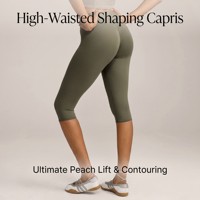 Pantalon court taille haute sans couture à taille élastique, moulant, sculptant et rehausseur de fessiers, pour le yoga, longueur mollet, absorption de la transpiration
