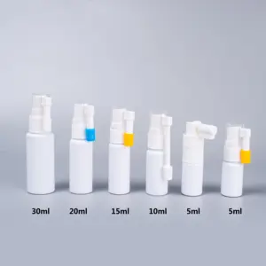 5ml 10ml 15ml 20ml 30ml Plastic Oral Throat Bottle Personal Care Containers Long Nozzle With Dust Cap