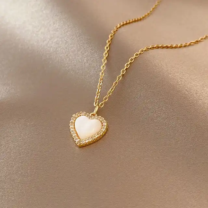 Doppio cuore sogno zircone stella luna ciondolo oro moda intera vendita all'ingrosso in acciaio inox collana collana di gioielli collane - Product Image 5