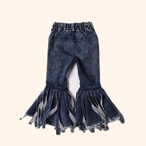Boutique High Quality Girls Pants Girls Flare Pants <b>Jeans</b> Hole Tassels Bell-Bottom <b>Jeans</b> - Product Image 5