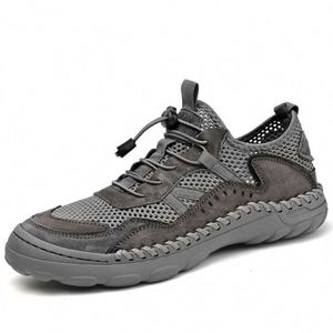 Zapatillas Deportivas de Malla con Cordones, Transpirables, Punta Redonda, Suela de Goma, Entresuela de EVA, para Todas las Temporadas, Color Sólido, Zapatos para Hombre - Product Image 1