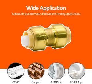 Brass Smooth Surface Push-to-<strong>Connect</strong> Plumbing Fittings 1/<strong>2</strong>" Pushfit Straight Fittings with Disconnect Clip 3-Piece <strong>Set</strong> - Product Image 4