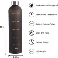Bouteille d'eau personnalisée en plastique sans Bpa, meilleure vente, écologique, tampon de temps, bouteilles d'eau de motivation de 32 Oz avec marqueur de temps