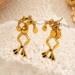 थोक 3 डी सिल्वर रेट्रो प्यारा फ्रॉग इयररिंग्स गोथिक पशु भेड़िंग स्टड महिला आकर्षण महिला आकर्षण महिला आभूषण - Product Image 4