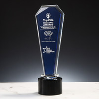 Trofeo de Cristal Personalizado al por Mayor con Logotipo Grabado, Premio Campeones con Base Negra para Regalo Empresarial o Souvenir