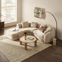Canapé d'angle modulaire de luxe en velours style américain 2026 RH, fauteuil individuel moderne en coton léger haut de gamme pour salon, personnalisable